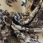 lichte jacquardstof, creme met bloemen